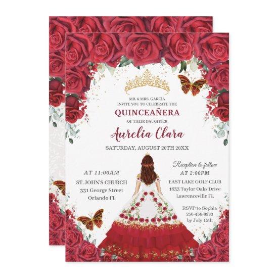 Quinceañera Charro Red Floral Princess Horse Shoe