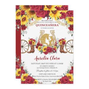 Quinceañera Charro Sunflowers Red Roses Horse Boot