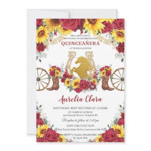 Quinceañera Charro Sunflowers Red Roses Horseshoe
