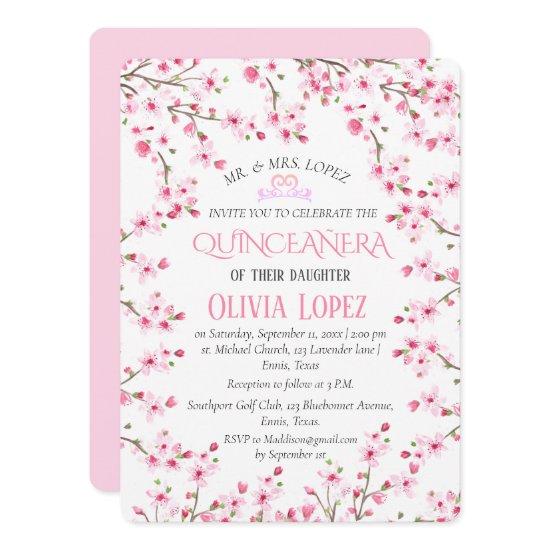 Quinceañera Cherry Blossom Floral 15th Birthday