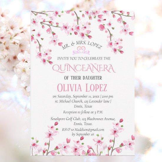Quinceañera Cherry Blossom Floral 15th Birthday