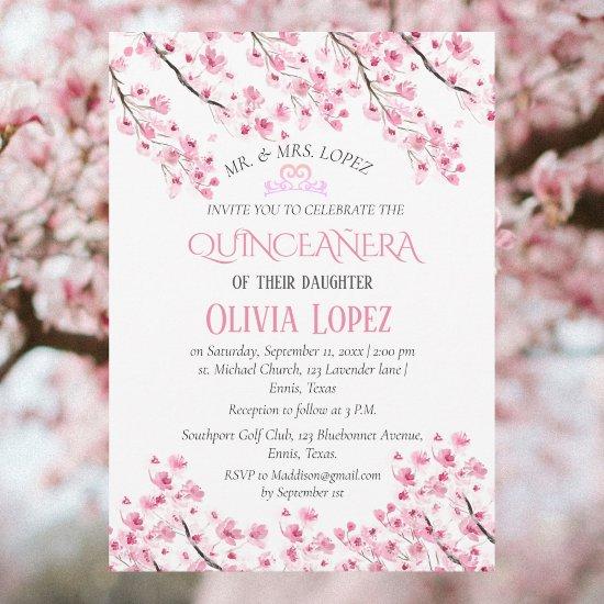 Quinceañera Cherry Blossom Floral 15th Birthday