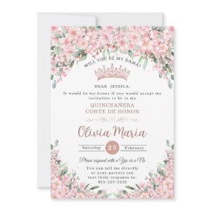 Quinceañera Cherry Blossoms Rose Gold Dama Request