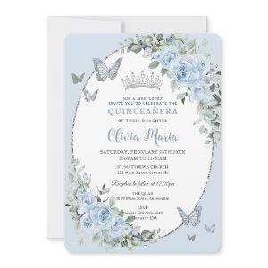 Quinceañera Chic Baby Blue Floral Butterflies