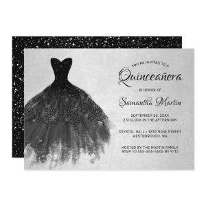 Quinceanera Chic Black Dress Silver Glam Party