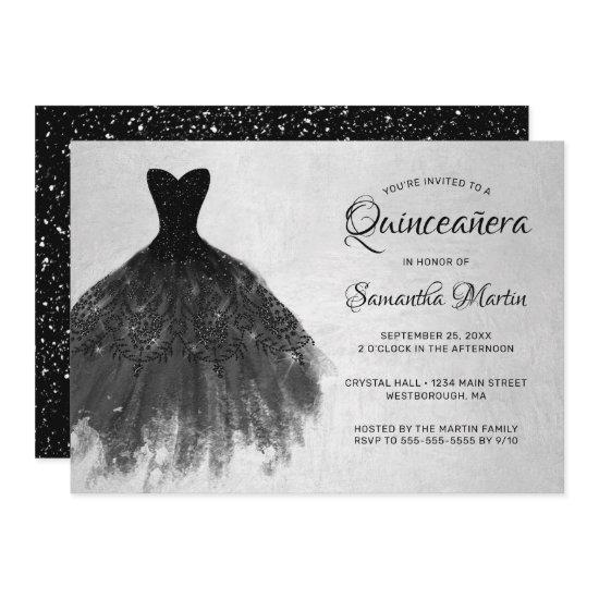 Quinceanera Chic Black Dress Silver Glam Party