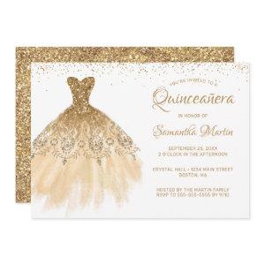Quinceanera Chic Gold Dress Glitter White Party In