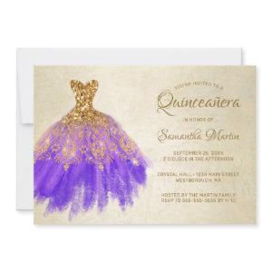Quinceanera Chic Gold Purple Dress on Gold Party I