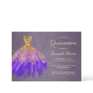 Quinceanera Chic Gold Purple Dress on Plum Party