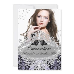 Quinceanera Chic Purple Damask Diamond Jewel Photo