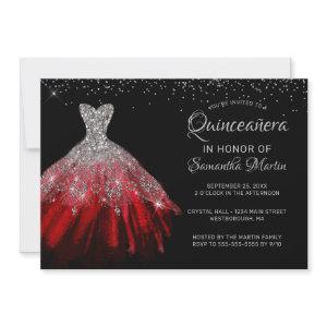 Quinceañera Chic Red Silver Dress Party