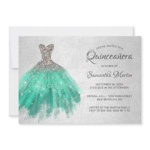 Quinceanera Chic Silver Aqua Dress on Silver Party