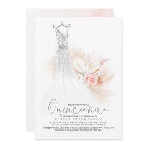 Quinceañera Chic Silver Pampas Grass 15th Birthday