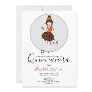 Quinceanera Chica en vestido de fiesta invitación