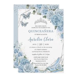Quinceañera Cinderella Princess Baby Blue Floral