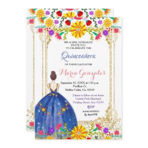 Quinceanera Colorful Flowers Gold