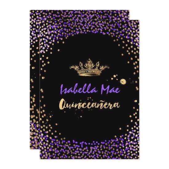 Quinceanera/Confetti/Neon Purple/Princess/Crown