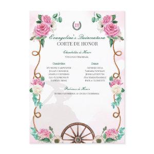 Quinceanera Corte de Honor Pink Rose Emerald Green Enclosure Card