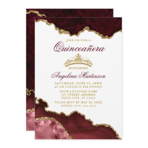 Quinceanera Crown Burgundy Gold Marble