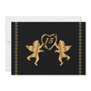 Quinceanera cupids for 15th Birthday on black