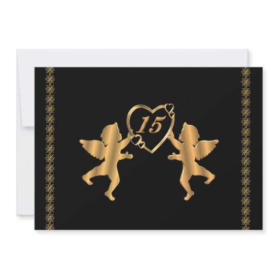 Quinceanera cupids for 15th Birthday on black