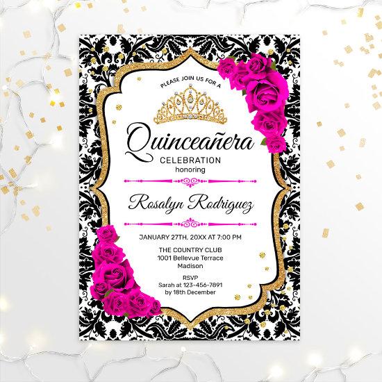 Quinceanera - Damask Pink Gold