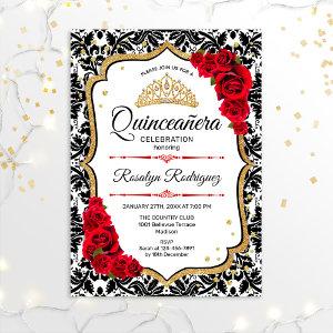 Quinceanera - Damask Red Gold