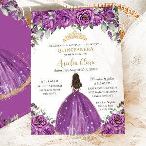 Quinceañera Dark Magenta Purple Floral Princess