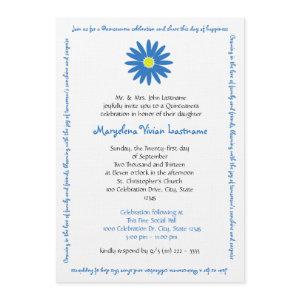 Quinceanera Delightful Daisy Message Text Blue