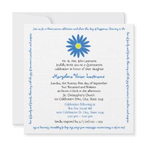 Quinceanera Delightful Daisy Message Text Blue