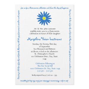Quinceanera Delightful Daisy Message Text Blue