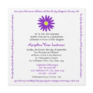Quinceanera Delightful Daisy Message Text Purple