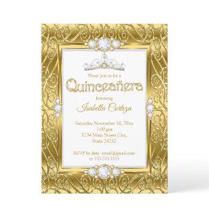 Quinceanera Diamond Gem Gold Birthday Party