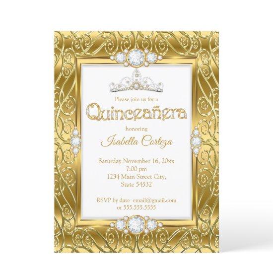 Quinceanera Diamond Gem Gold Birthday Party