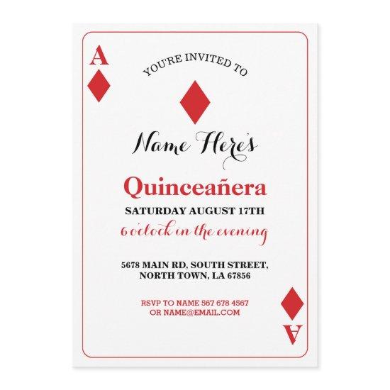 Quinceanera Diamonds Playing Card Vegas Birthday