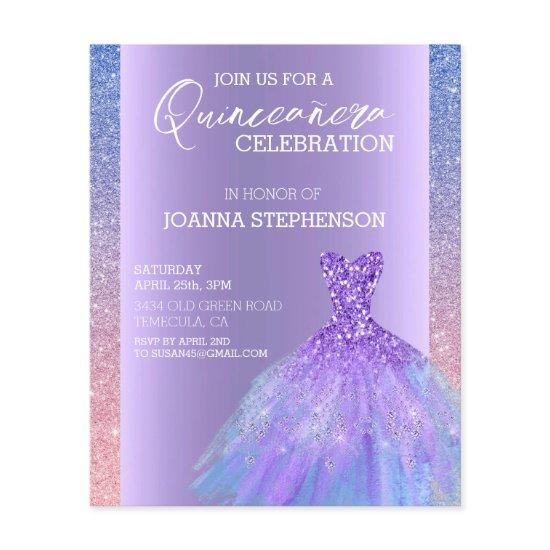 Quinceanera Dress Glitter Purple Ombre