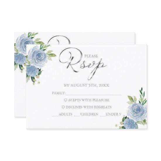 Quinceanera Dusty Blue Bilingual Response Card