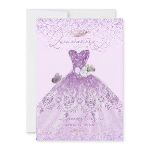 Quinceanera Dusty Lilac Purple Silver Glitter Gown