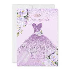 Quinceanera Dusty Lilac Purple Silver Glitter Gown