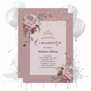Quinceañera Dusty Purple Floral Gold