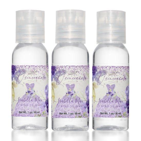 Quinceanera Dusty Purple Glitter Gown Hand Sanitizer