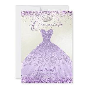 Quinceanera Dusty Purple Silver Glitter Gown