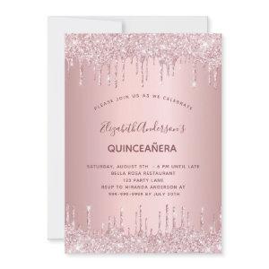 Quinceanera dusty rose glitter drips pink