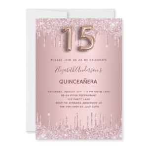 Quinceanera dusty rose glitter drips pink luxury