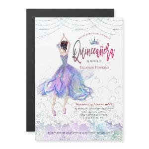 Quinceanera Elegant Blue Lilac Gown String Lights Magnetic