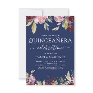 Quinceanera Elegant Burgundy Blush Pink Floral