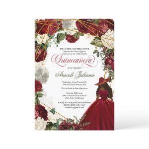 Quinceanera elegant charro burgundy white floral i