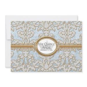Quinceanera- Elegant Floral Leaf Damask Baroque