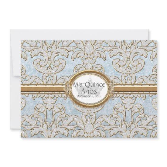 Quinceanera- Elegant Floral Leaf Damask Baroque