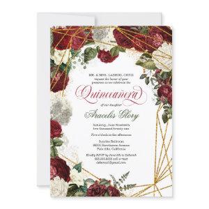 Quinceanera elegant green white burgundy floral